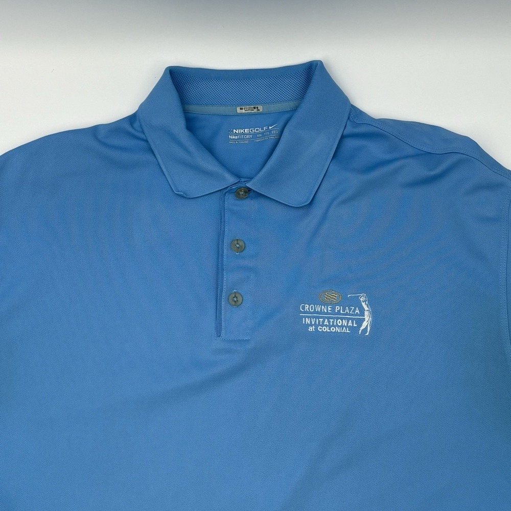 Nike Golf Polo Shirt Mens XXL Blue Dri Fit Crowne Plaza Invitational Colonial